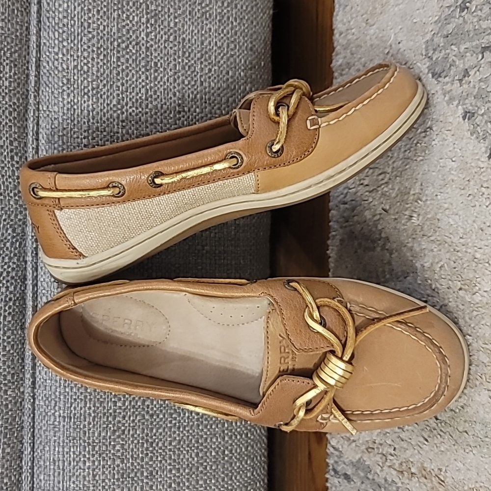 Brown and tan Sperry Boat Shoes